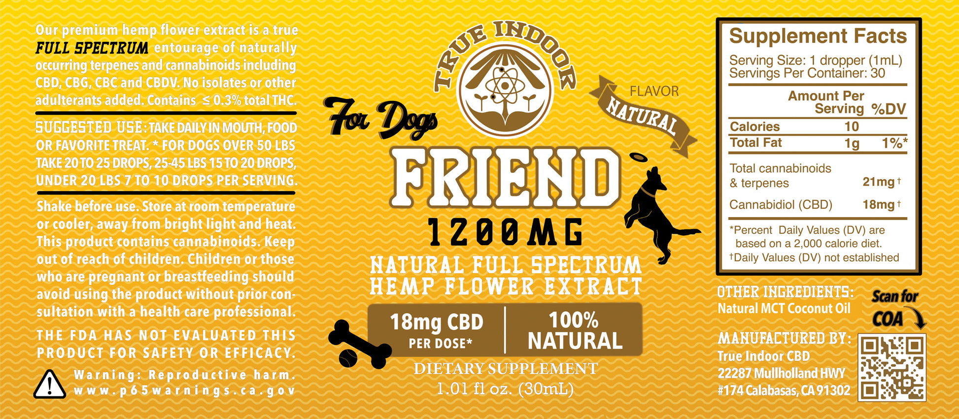 Friend Full Spectrum CBD Flower Extract for Dogs & Cats - True Indoor Naturals - indoor cbd hemp flower