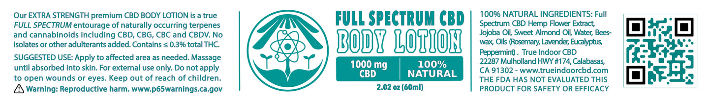 Body Lotion Full Spectrum - True Indoor Naturals - indoor cbd hemp flower