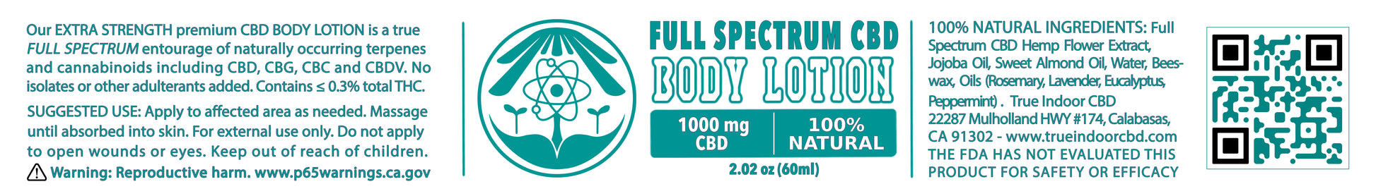 Body Lotion Full Spectrum - True Indoor Naturals - indoor cbd hemp flower