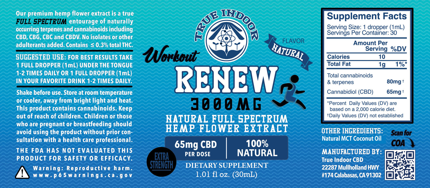 Renew Full Spectrum CBD Flower Extract - True Indoor Naturals - indoor cbd hemp flower