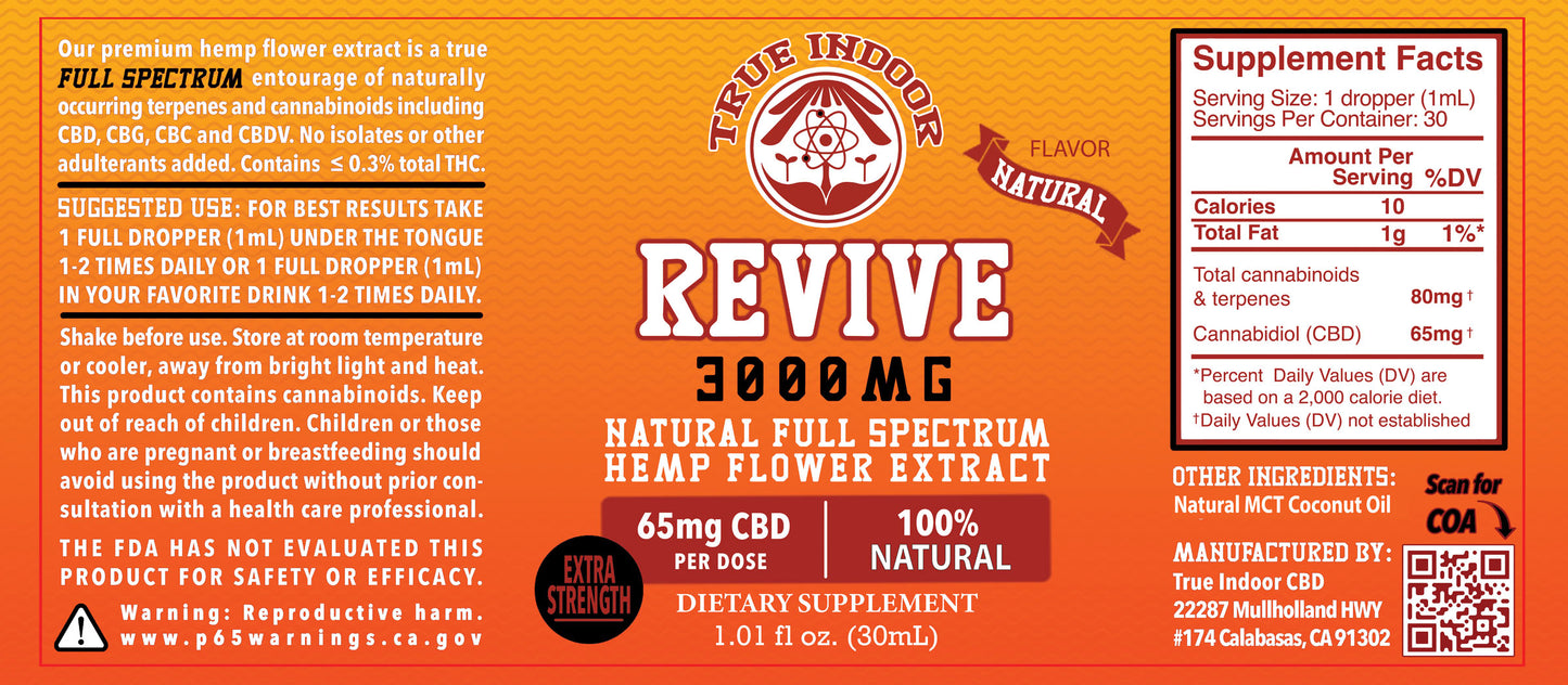 Revive Full Spectrum CBD Flower Extract - True Indoor Naturals - indoor cbd hemp flower