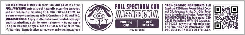 CBD Massage Balm - True Indoor CBD - indoor cbd hemp